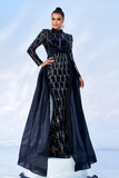 Gorgeous Black Mermaid Long Sleeves Beaded Formal Dress