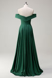 Glitter Dark Green Off the Shoulder Mermaid Formal Dress