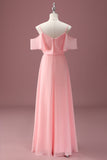 Pink Cold Shoulder A Line Junior Bridesmaid Dress