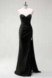 Sparkly Sweetheart Black Long Sequin Formal Dress With Slit