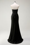 Sparkly Sweetheart Black Long Sequin Formal Dress With Slit