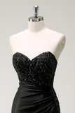 Sparkly Sweetheart Black Long Sequin Formal Dress With Slit