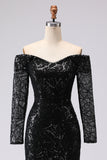 Black Mermaid Off The Shoulder Mesh And Lace Formal Dress