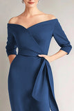 Navy Mermaid Strapless Mother of The Bride Dress