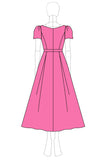 Fuchsia A Line Puff Sleeves Mother of the Bride Dress