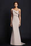 Khaki Mermaid One Shoulder Long Formal Dress