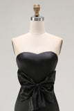 Strapless Mermaid Black Long Formal Dress with Slit