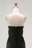 Strapless Mermaid Black Long Formal Dress with Slit