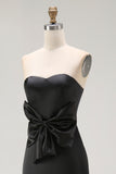 Strapless Mermaid Black Long Formal Dress with Slit