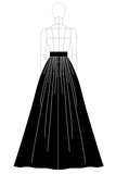 Black Satin A Line Skirt Maxi Formal Dress with Pockets