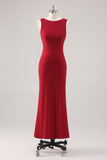 Burgundy Mermaid Satin Formal Dress