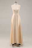 Champagne A-Line Satin 2-Piece Mother of the Bride Dress