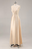 Champagne A-Line Satin 2-Piece Mother of the Bride Dress