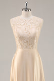 Champagne A-Line Satin 2-Piece Mother of the Bride Dress