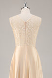 Champagne A-Line Satin 2-Piece Mother of the Bride Dress