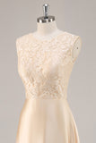 Champagne A-Line Satin 2-Piece Mother of the Bride Dress
