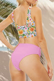 Pink Boho High Waisted Bikini Sets