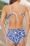 Black Printed Two Piece Halter Swimsuits