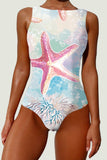 Purple High Neck One Piece Slimming Swimwear