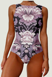 Purple High Neck One Piece Slimming Swimwear