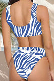 Black Square Neck Printed Swimsuits