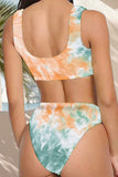 Black Square Neck Printed Swimsuits