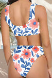 Black Square Neck Printed Swimsuits