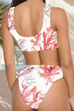 Black Square Neck Printed Swimsuits