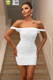 Bodycon Off the Shoulder Corset White Cocktail Dress