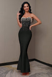 Sparkly Pink Mermaid Strapless Beaded Corset Long Prom Dress