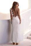 Grey Green Mermaid Spaghetti Straps Backless Long Formal Dress