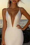 Mermaid Ivory Sequins Spaghetti Straps Wedding Dress