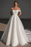 Lace A Line Off the Shoulder Ivory Wedding Dress