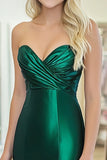 Chic Sweetheart Dark Green Satin Formal Dress