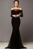 Chic Black Mermaid Off The Shoulder Formal Dress