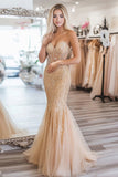 Mermaid Gold Sequin Sleeveless Long Formal Dress