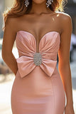 Blush Mermaid Sleeveless Sweetheart Long Prom Dress with Bow