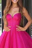 Glitter Fuchsia Princess Sweetheart Tulle Tiered Long Formal Dress