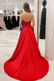 Princess Red Sweetheart Satin Formal Dress with Appliques