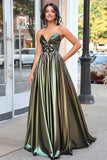 Sweetheart Metallic Black Golden A Line Ruched Long Formal Dress