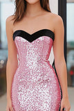 Sparkly Pink Sweetheart Sequin Mermaid Long Formal Dress