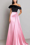 Black&Pink Mermaid Off the Shoulder Long Gala Dress