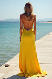 Yellow Sheath V-Neck Cut Out Bridesmaid Dress