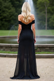 Black Sheath Long Off the Shoulder Chiffon Bridesmaid Dress