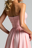 Chiffon Pink Sweetheart A Line Ruched Bridesmaid Dress