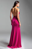 Sparkly Mermaid Fuchsia Sweetheart Hollow Out Long Prom Dress With Sequins