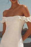 White Off The Shoulder Short Graduation Dress with Ruffles