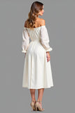 White A Line Off The Shoulder Graduation Dress