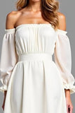 White A Line Off The Shoulder Graduation Dress