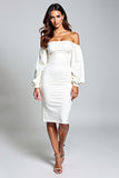 White Off The Shoulder Graduation Dress